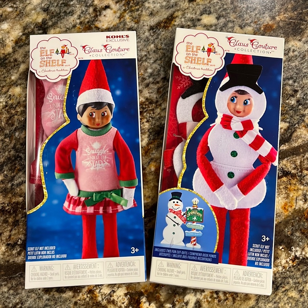 NIB Lot of 2, The Elf on the Shelf Starry Night Gown and Silly Snowman Set